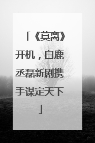 《莫离》开机，白鹿丞磊新剧携手谋定天下