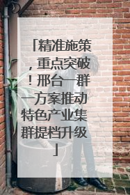 精准施策，重点突破！邢台一群一方案推动特色产业集群提档升级