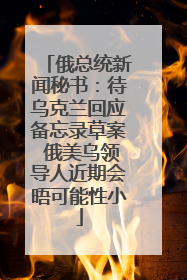 俄总统新闻秘书：待乌克兰回应备忘录草案 俄美乌领导人近期会晤可能性小