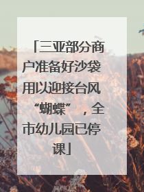 三亚部分商户准备好沙袋用以迎接台风“蝴蝶”，全市幼儿园已停课