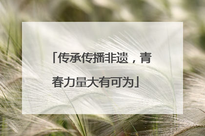 传承传播非遗，青春力量大有可为