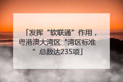 发挥“软联通”作用，粤港澳大湾区“湾区标准”总数达235项