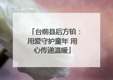 台前县后方镇：用爱守护童年 用心传递温暖