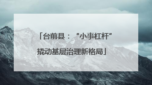 台前县：“小事杠杆”撬动基层治理新格局