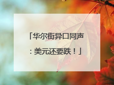 华尔街异口同声：美元还要跌！
