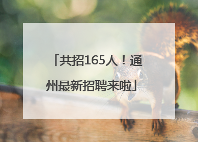 共招165人！通州最新招聘来啦