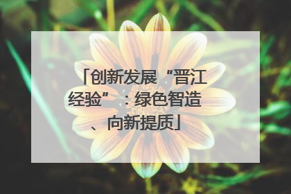 创新发展“晋江经验”：绿色智造、向新提质