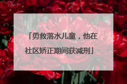 勇救落水儿童，他在社区矫正期间获减刑