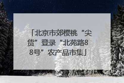 北京市郊樱桃“尖货”登录“北苑路88号”农产品市集