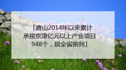 唐山2014年以来累计承接京津亿元以上产业项目948个，居全省前列