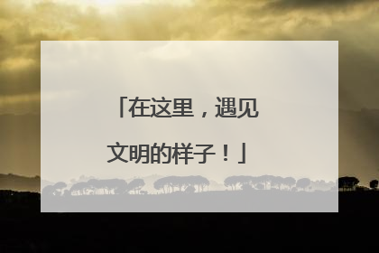 在这里，遇见文明的样子！