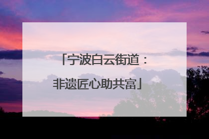 宁波白云街道：非遗匠心助共富