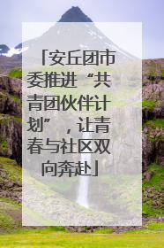 安丘团市委推进“共青团伙伴计划”，让青春与社区双向奔赴