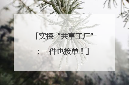 实探“共享工厂”：一件也接单！