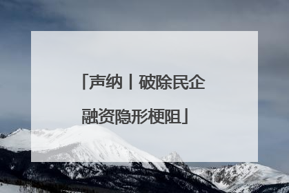 声纳丨破除民企融资隐形梗阻