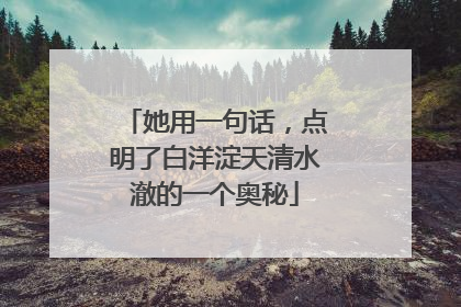她用一句话，点明了白洋淀天清水澈的一个奥秘