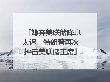 嫌弃美联储降息太迟，特朗普再次抨击美联储主席