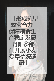 形成抗旱救灾合力 保障粮食生产稳定发展 丹阳多部门开展小麦受旱情况调研