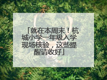 就在本周末！杭城小学一年级入学现场核验，这些提醒请收好