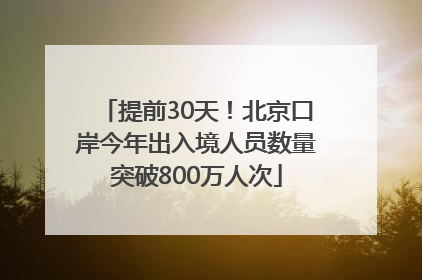 提前30天！北京口岸今年出入境人员数量突破800万人次