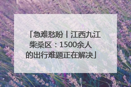 急难愁盼丨江西九江柴桑区：1500余人的出行难题正在解决