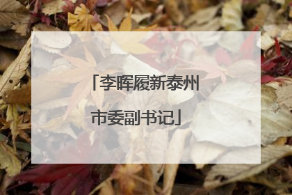 李晖履新泰州市委副书记