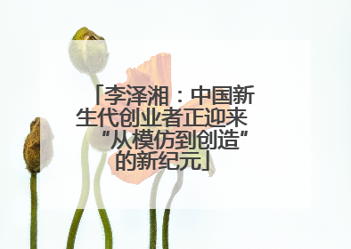 李泽湘：中国新生代创业者正迎来“从模仿到创造”的新纪元