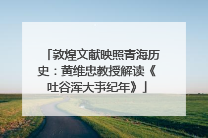 敦煌文献映照青海历史：黄维忠教授解读《吐谷浑大事纪年》