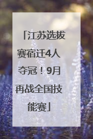 江苏选拔赛宿迁4人夺冠！9月再战全国技能赛