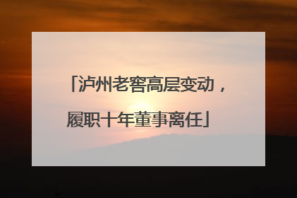 泸州老窖高层变动，履职十年董事离任