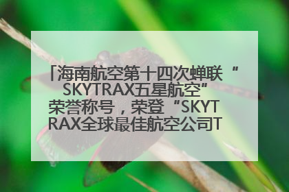 海南航空第十四次蝉联“SKYTRAX五星航空”荣誉称号，荣登“SKYTRAX全球最佳航空公司TOP10”榜单