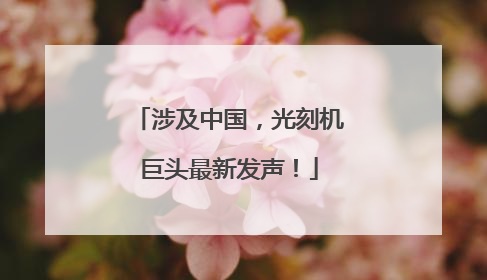涉及中国，光刻机巨头最新发声！