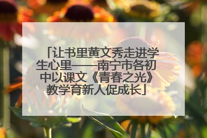 让书里黄文秀走进学生心里——南宁市各初中以课文《青春之光》教学育新人促成长