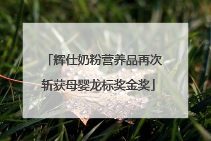 辉仕奶粉营养品再次斩获母婴龙标奖金奖