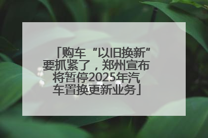 购车“以旧换新”要抓紧了，郑州宣布将暂停2025年汽车置换更新业务
