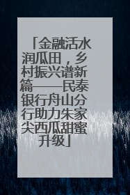 金融活水润瓜田，乡村振兴谱新篇——民泰银行舟山分行助力朱家尖西瓜甜蜜升级
