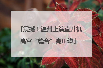 震撼！温州上演直升机高空“缝合”高压线