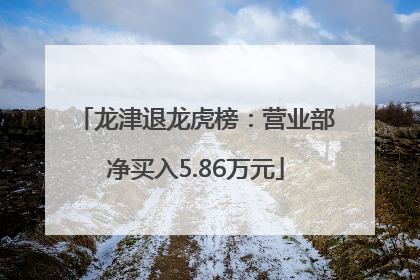 龙津退龙虎榜：营业部净买入5.86万元