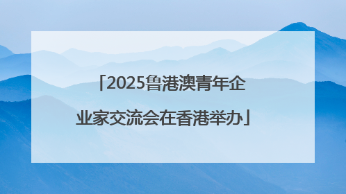 2025鲁港澳青年企业家交流会在香港举办